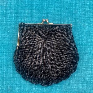 Vintage Black Beaded Coin Purse